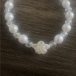 White Pearl Clear Bracelet flower charm